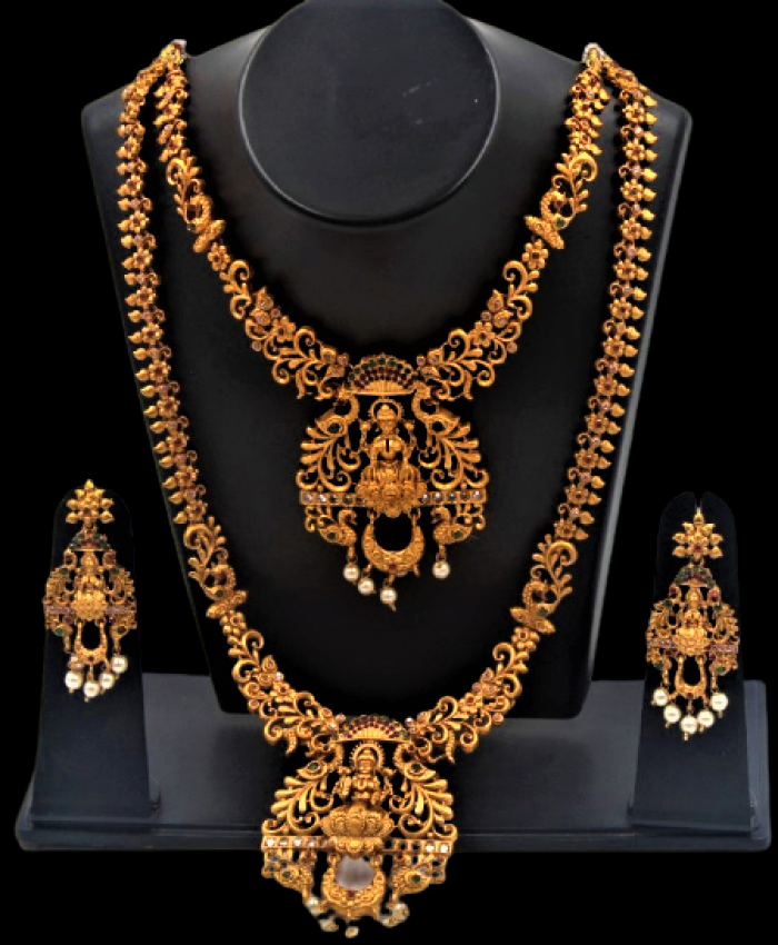 Laxmi Peacock Double Row Necklace Imitation Jewelry